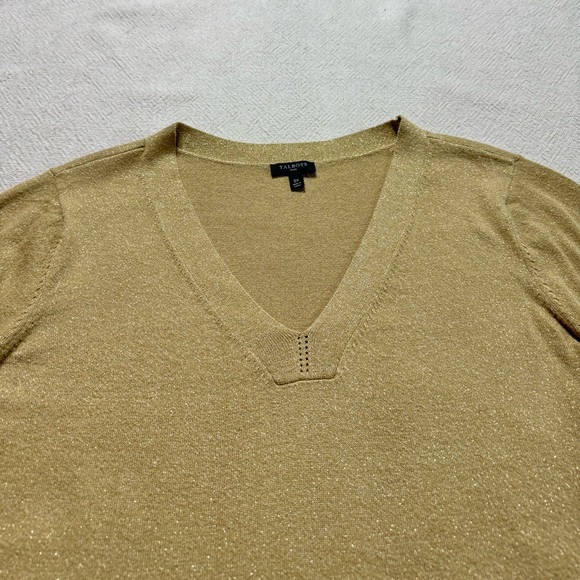 Talbots Gold Metallic Shimmer Vneck Tunic Sweater 2X - Picture 4 of 7